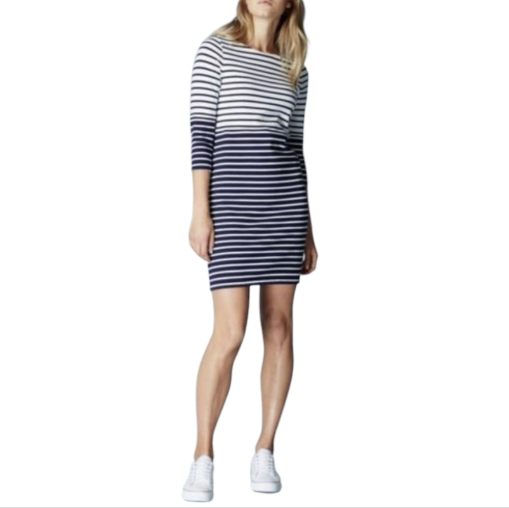 Boden Cotton Dress Women's Size 6 Navy White Stripes Nautical Classic Coastal
